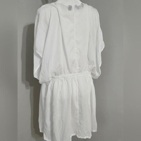 Land's End Short Sleeve Gathered Wist Kaftan Swimsuit Cover-up Women's Size XS-S - Picture 3 of 9